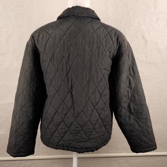 Bogari Signature 100% Silk Dark Green Collared Long Sleeve Zip Up Quilted Jacket - Picture 7 of 13